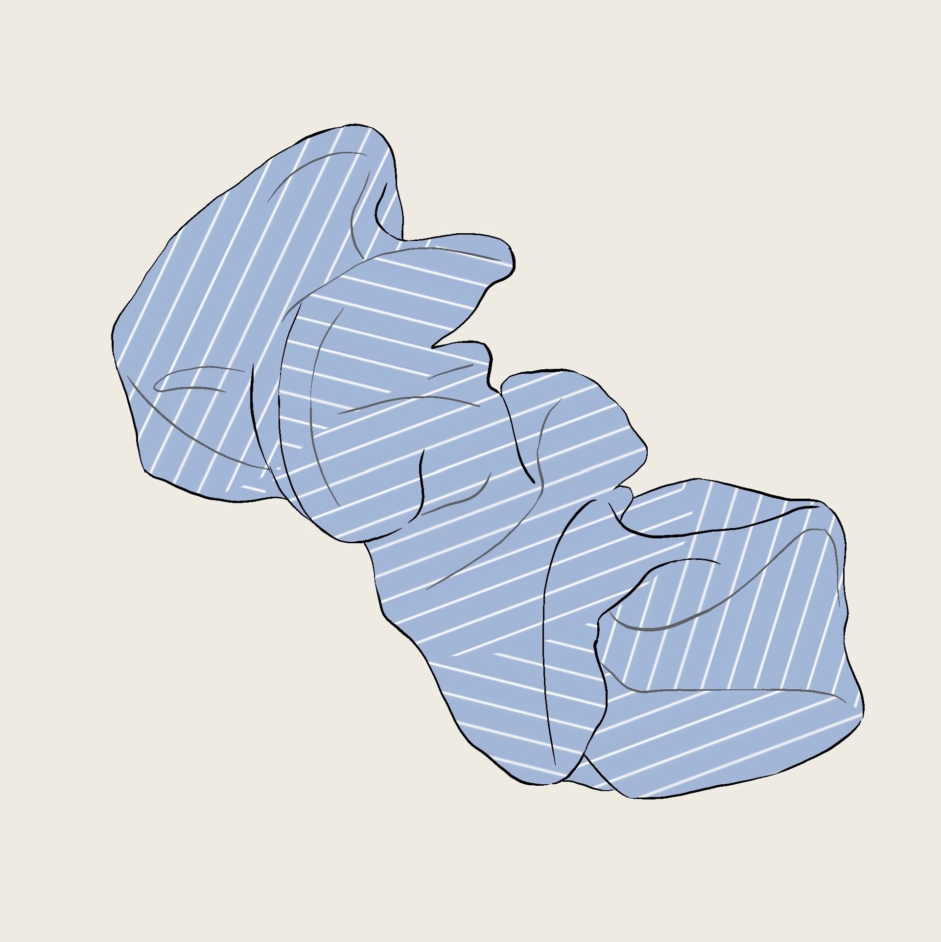 Blue striped scrunchie on a beige background sketch