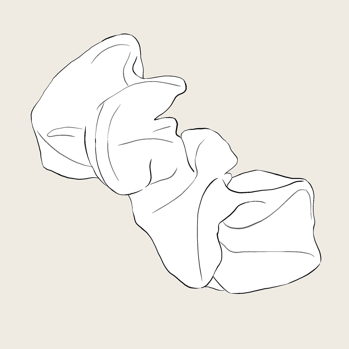 White scrunchie on a beige background sketch