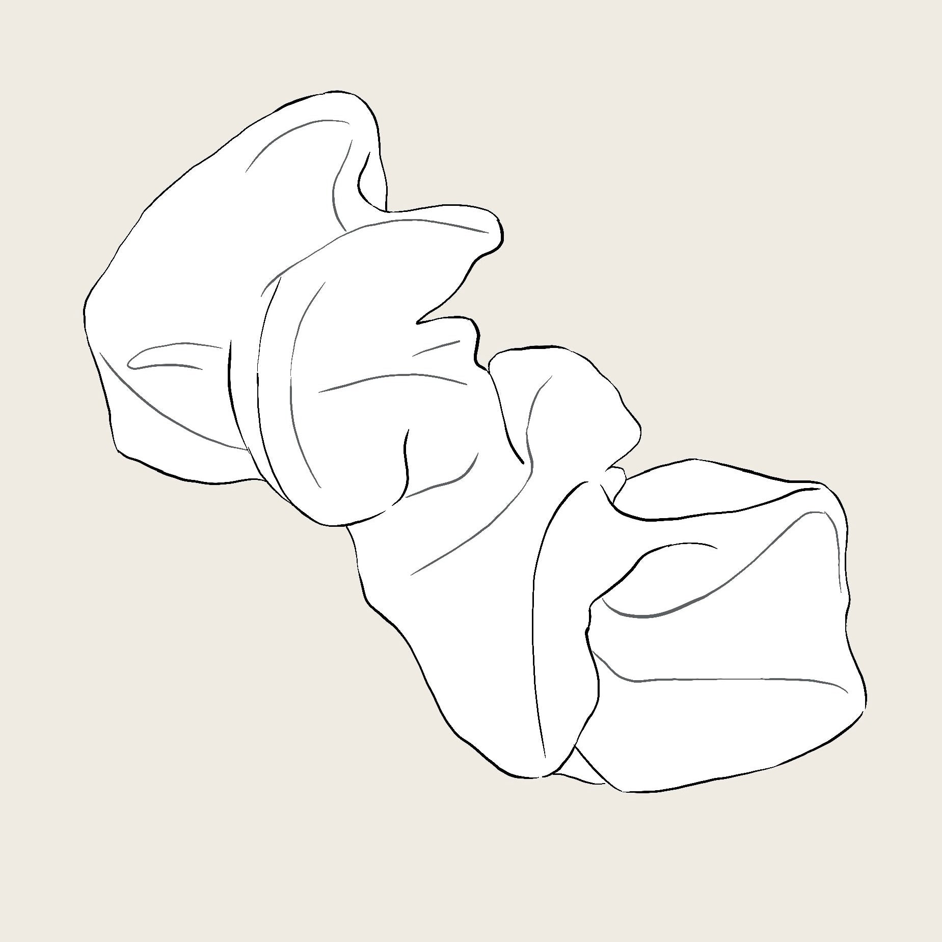 White scrunchie on a beige background sketch