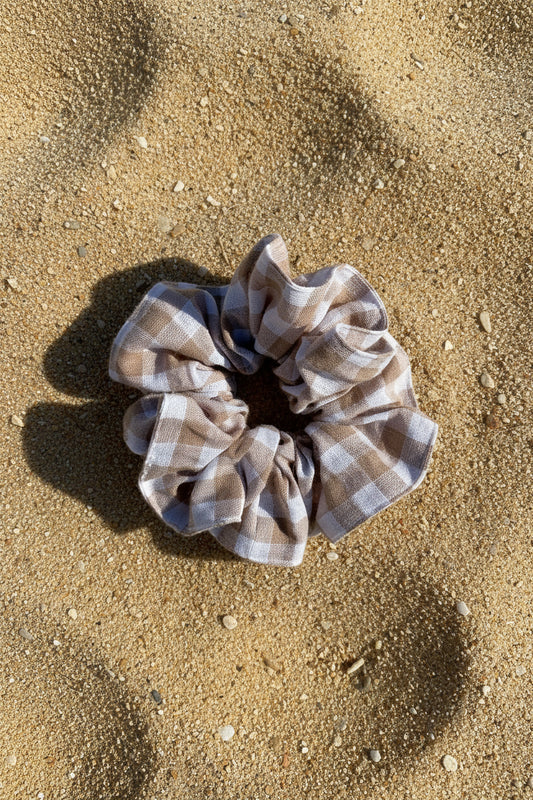 Almond Gingham Scrunchie