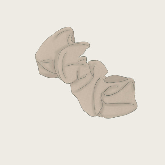 Beige scrunchie on a light beige background sketch