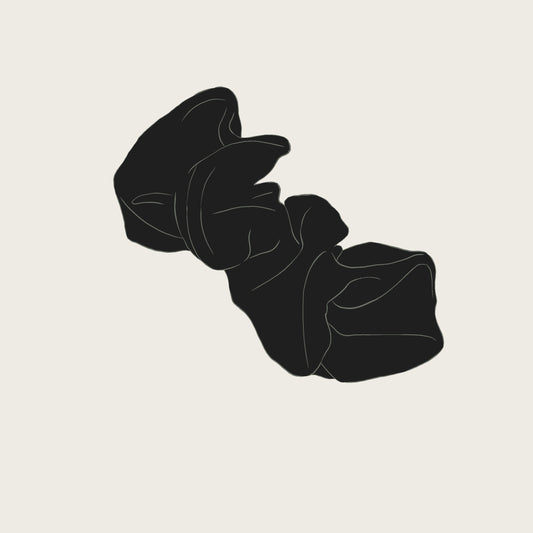 Black scrunchie on a beige background sketch 