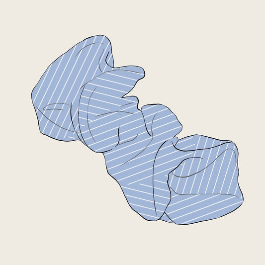 Blue striped scrunchie on a beige background sketch